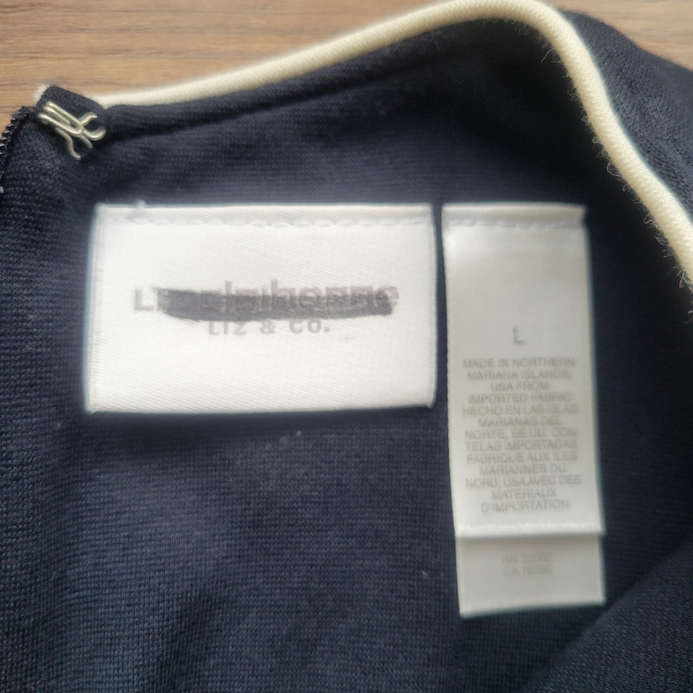 Liz Claiborne Tank Jersey Black With White Trim Shift Sport Dress Large - Picture 4 of 6